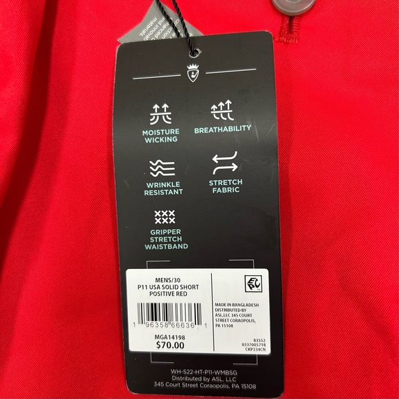 NEW Walter Hagen Men's Perfect 11 Collection Positive Red Flat Front Shorts - Picture 9 of 9